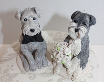 Custom made Pair of Dog Polymers clay cake topper