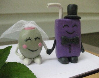 Custom Olive and Grape Juice Wedding cake topper