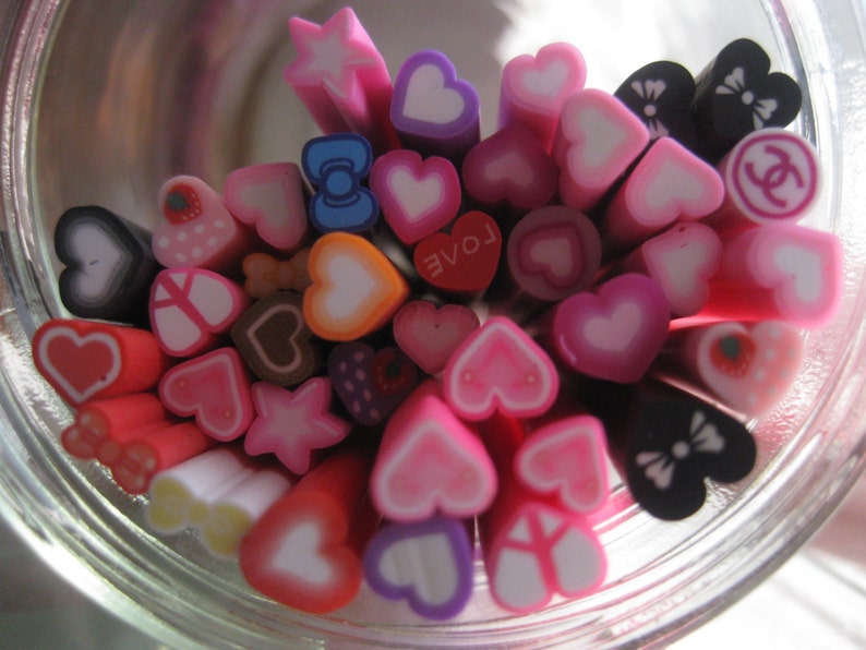 10 Pcs Polymer Clay Canes in Love Designs Mix image 2