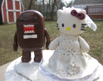 Costum characters Bride and Groom clay cake toppers