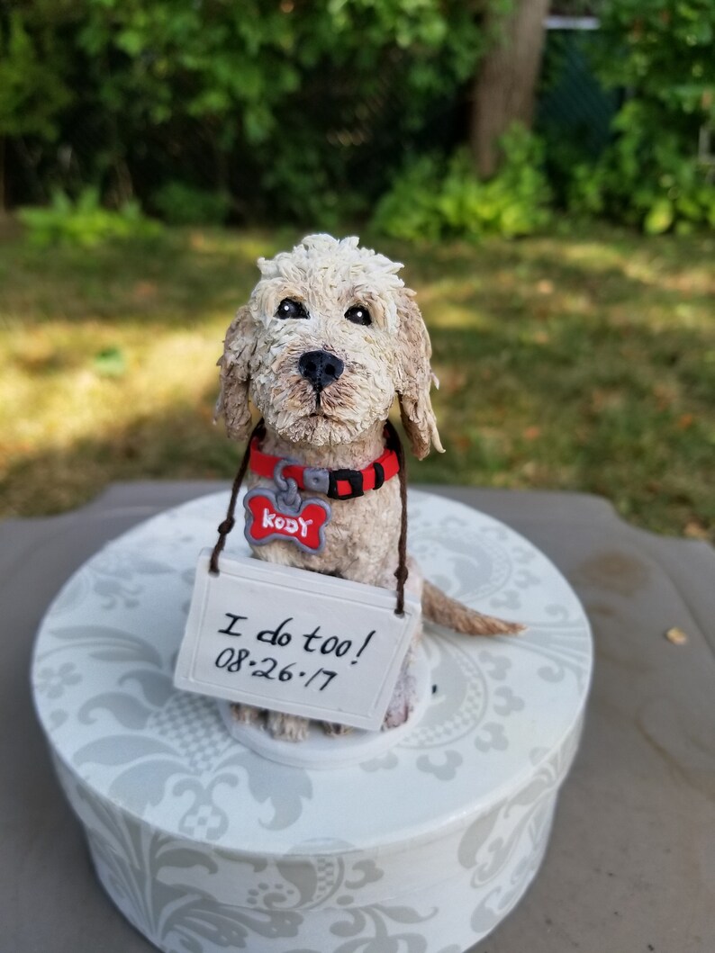 Custom made single Dog Polymer clay Cake Topper w/ I do Etsy