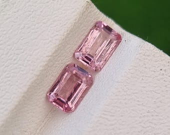 Rosa Spinell im Smaragdschliff | Passendes Paar für Ohrringe | 1,29 ct