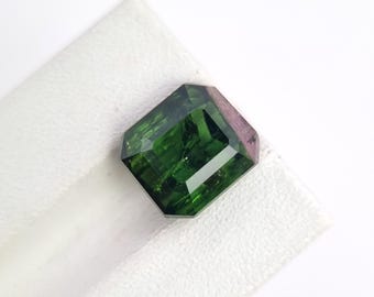 Natürlicher zweifarbiger afghanischer Turmalin 6,06 Ct Edelstein, unbehandelter Smaragdschliffstein