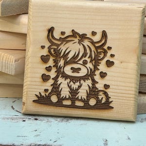 Shaggy Heart Highland Cow Handmade Coaster