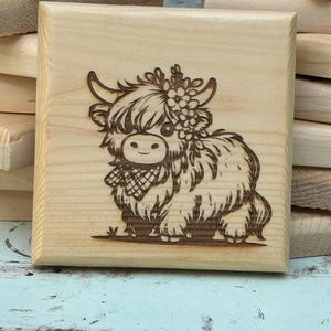 Elegant Highland Cow Handmade Coaster