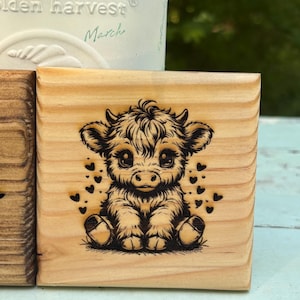 Highland Cow Love Handmade Coaster