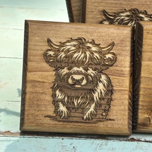 Fluffy Highland Cow Handmade Coaster
