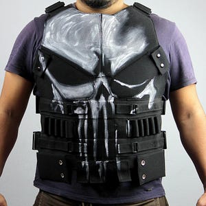 Handmade Customized Punisher Tactical Combat Vest – Skull Design Armor for Cosplay & Airsoft