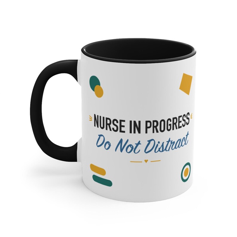 Black Accent Mug – Nurse in Progress Do Not Distract image 1