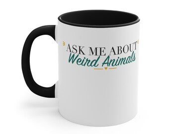 Taza con detalles en negro – Pregúntame sobre animales extraños