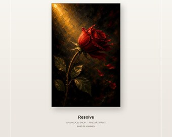 Resolve Crimson Rose Fine Art Print | Symbol of Strength and Resilience