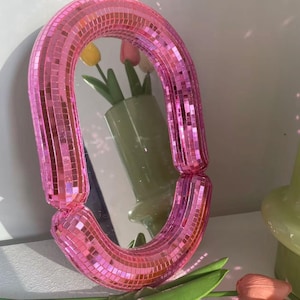 Disco Mirror Wall Decor, Handmade Mosaic Mirror for Vanity, Sparkling Retro Home Accent