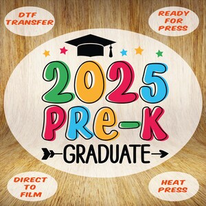 2025 Pre-K Graduate DTF Transfer: Colorful Kids Graduation, Ready to Press