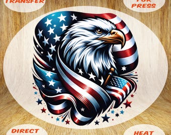 Transfert DTF du drapeau américain American Eagle : 250 ans de presse à chaud patriotique