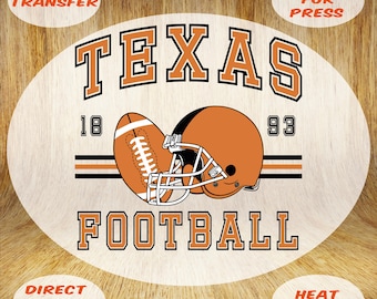 Vintage Texas Longhorns Football DTF Transfer: 1893 Retro Design