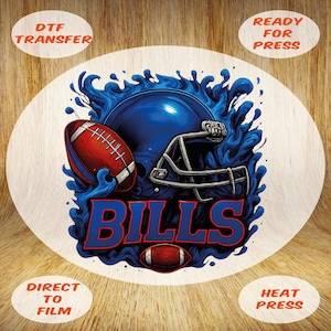 Bills Football Flame DTF Transfer: Helmet Game Day Iron-On Heat Press
