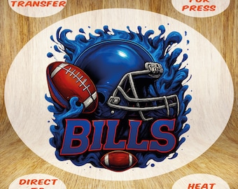 Bills Football Flame DTF Transfer: Helmet Game Day Iron-On Heat Press