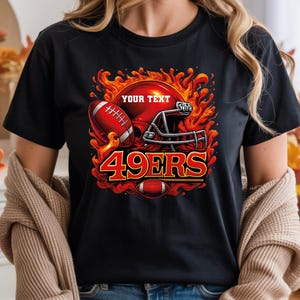Custom 49ers Football Flame DTF Transfer: Helmet Game Day Iron-On Heat Press image 2