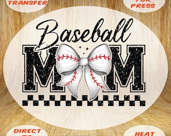 Checkered Baseball Mama DTF Transfer: Retro Game Day Iron-On