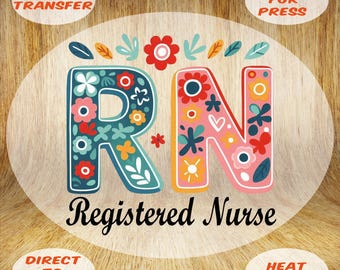 Floral Nurse DTF Transfer: Ready To Press Heat Transfer