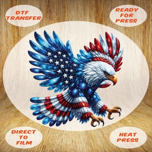 American Eagle DTF Transfer: Patriotic 4th of July Iron On