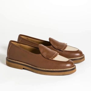 Handgemaakte tweekleurige leren loafers voor heren, formele instappers, heren geklede schoenen, luxe instappers van beroemdheden, echt rundleren schoenen heren