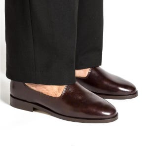 Handmade Genuine Brown Leather Loafers For Men, Formal Slip On Men, Men Dress Shoes, Luxury Celebrity Slip On, Genuine Cow Leather Shoes Men