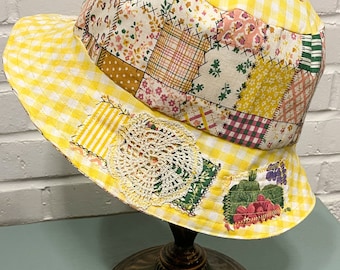 Upcycled Patchwork Bucket Hat - Reversible - Lightweight