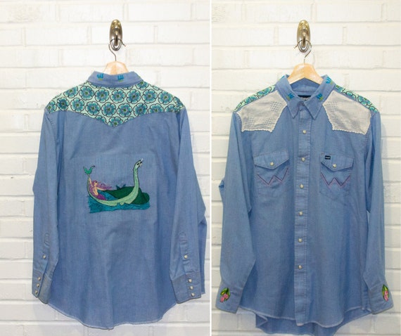 denim embroidered shirt