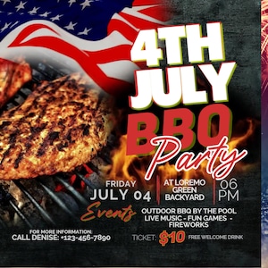 Editable 4th of July BBQ Invitation Video | Canva Template | Independence Day Cookout Party Flyer | Patriotic eInvite | Instant Download