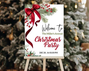 企業クリスマスパーティーのウェルカムサイン、会社のクリスマス