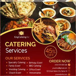Editable Catering Flyer Template: Restaurant, Wedding, Event Menu Design (Canva Digital Download)