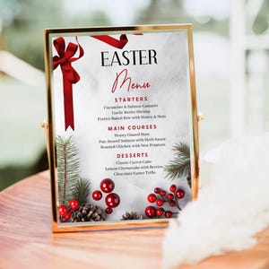 Editable Easter Menu Template Canva | Easter Brunch Menu Printable | Spring Restaurant Menu | Bunny Dinner Party Sign Download