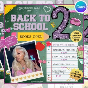 Back to School Braid Special Flyer: DIY Canva Template