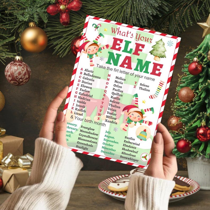 What's Your Elf Name Game – Printable Christmas Name Generator, Elf ...