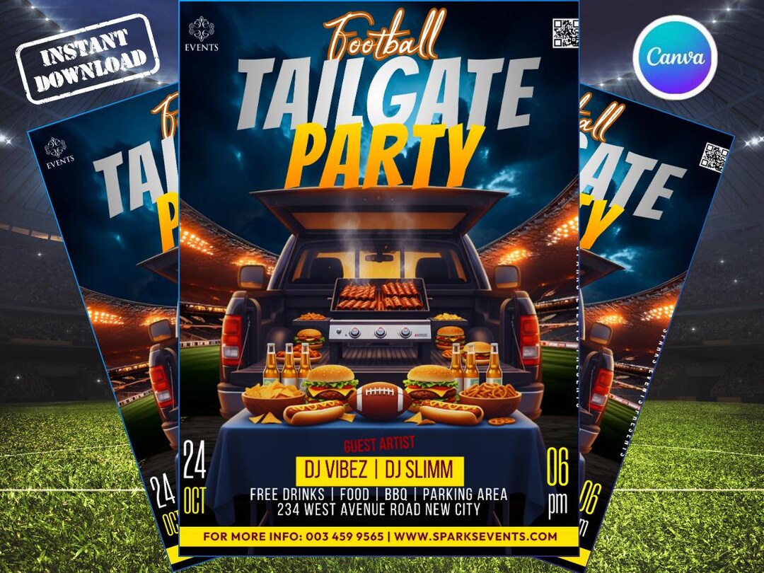 Editable Football Tailgate Party Flyer Game Day Canva Template Etsy