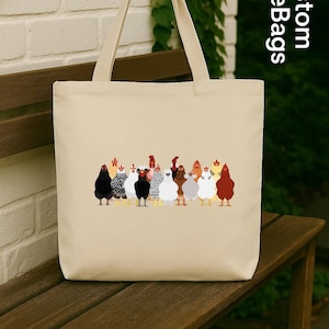 Chicken Tote Bag, Funny Chicken Lover Tote, Farm Animal Tote Bag, Mothers Day Chicken Gift, Farmer Market Tote, Women’s Chicken Tote