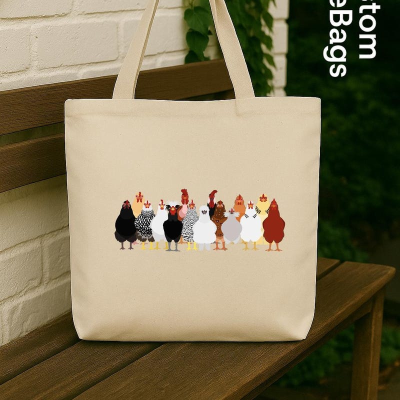 Whimsical Chickens XR3009002CL Quilted Tote Bag