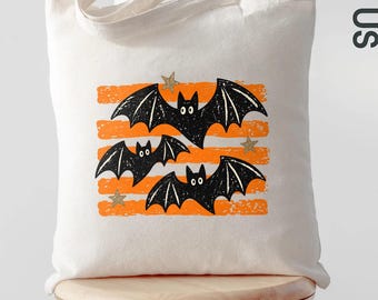 Halloween Bat Tote Bag, Spooky Bat Bag, Cute Gothic Fall Gift, Witchy Market Tote