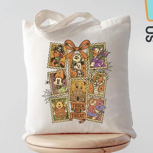 Mickey Halloween Tote Bag, Trick or Treat Canvas Bag, Disney Halloween Party Tote, Mickey & Friends Spooky Season Bag, Disneyland Halloween