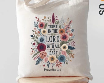 Trust In The Lord Tote Bag, Religious Tote, Faith Tote Bag, Christian Gift Tote, Catholic Marian Tote, Church Tote, Jesus Lover Gift