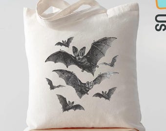 Bat Tote Bag, Halloween Gothic Tote, Vampire Bats Tote Bag, Spooky Witchy Tote, Goblincore Aesthetic Tote Bag, Reusable Witch Bag