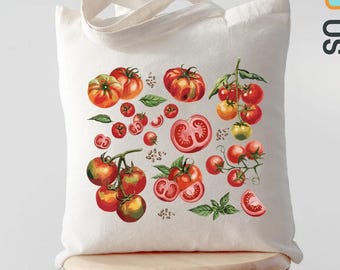 Tomato Tote Bag, Heirloom Tomato Bag, Farmers Market Tote, Vegetable Grocery Bag, Garden Lover Tote, Tomato Tote Bag, Vegan Gift