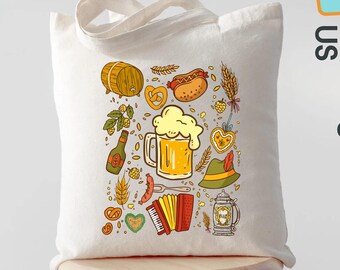 Oktoberfest Doddle Tote Bag, Drinking Lover Tote, German Prost Bag, Beer Festival Shopping Bag, Funny Oktoberfest Gift for Beer Drinkers