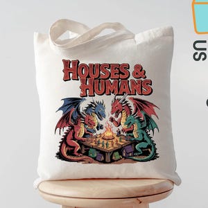Houses and Humans Tote Bag, Funny D&D Tote, Dungeon Master Gift, Tabletop RPG Tote, Vintage Retro Gamer Bag, Board Game Lover Tote