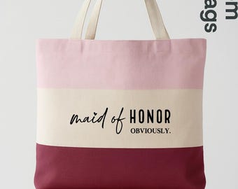Maid of Honor Tote Bag, Bridesmaid Tote, Wedding Gift Tote Bag, Bridal Party Tote, Bridesmaid Proposal Tote, Bride Squad Tote Bag