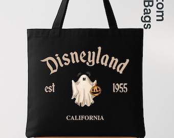 Disneyland Ghost Tote Bag, Spooky Halloween Tote Bag, California Trick or Treat Bag, Vintage Disneyland est. 1955 Tote,Mickey Ears Ghost Bag