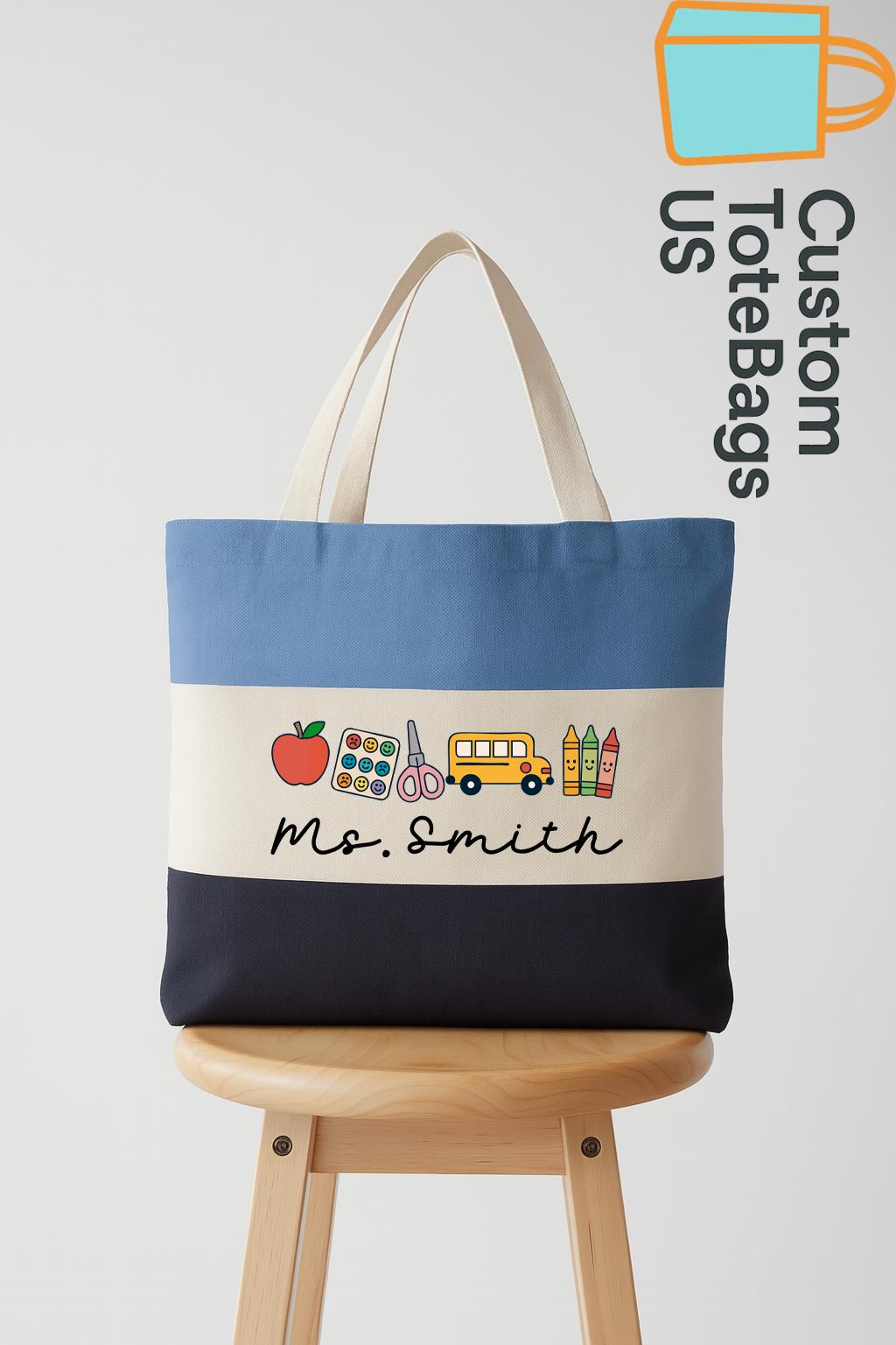 Personalized Teacher Name Tote Bag, Custom Teacher Tote,teacher Gift ...