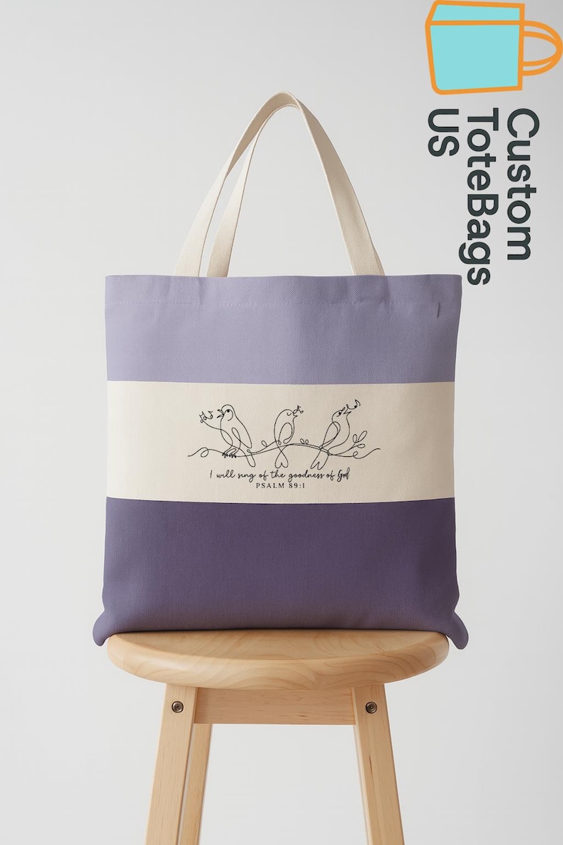 I Will Sing of the Goodness of God Tote Bag, Bible Verse Tote, Bird Christian Tote, Faith Based Gift Bag, Religious Worship Tote for Women image 6