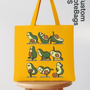 Avocado Yoga Tote Bag, Funny Avocado Canvas Bag, Foodie Yoga Lover Gift, Cute Eco Bag for Women, Fitness Grocery Bag, Kawaii Avocado Tote bild 6